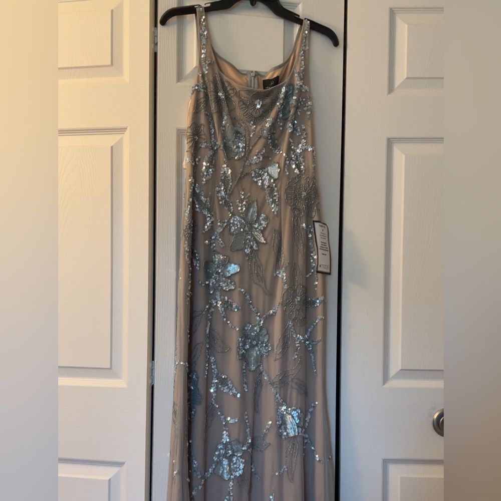 Adrianna Papell Silver Sequin Dress